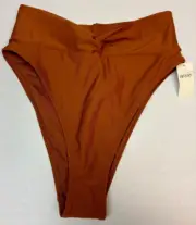 NWT AMERICAN EAGLE AERIE CAMEL HIGH CUT CHEEKY SWIM BOTTOMS