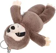 KOMBIUDA Sloth Keychain Rabbit Kit Stuffed Plush Dolls Pocket Cute Animal Bead Bear Hamster Shaped Bag Pendants Accessories Net Panda Plush Keychain Girl Wallet Decoration Coffee Metal