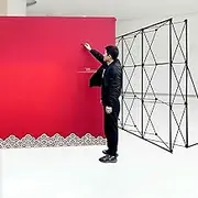 Stand Frame with Exclusive Background for Interior and Exterior, Exhibition Shelf with Iron Frame with Tensioned Fabric, Resistant Banner Support with Tension Frame (2.3x3.8m (7.5x12.5ft))