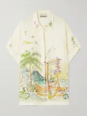 [ALÉMAIS] ALÉMAIS - + Anouk Colantoni Printed Linen-gauze Shirt - Cream - US8 US 8 Cream