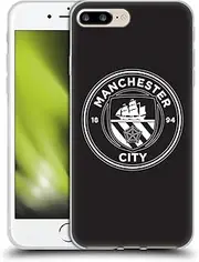 Head Case Designs Officially Licensed Manchester City Man City FC Black White Mono Badge Gel Case [Military Grade Protection] Compatible with Apple iPhone 7 Plus/iPhone 8 Plus