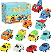12PCS Pull-Back Cars Kit Gifts for Kids with Eggshell Shaped Gift Packaging Easter Party Favor Prize Classroom Rewards Toys for Boys Girls Teens