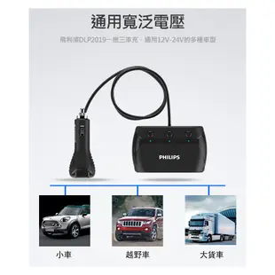 PHILIPS 飛利浦 一轉三點煙器車充(DLP2019) 現貨 蝦皮直送