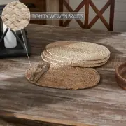 Natural Jute Placemat Set of 4 10x15 Braided Primitive Rustic Tan VHC Brands
