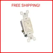 PASS & SEYMOUR 663LAGTU Grounded Standard 3 Way Toggle Switch, 15-Amp, Almond
