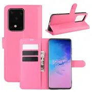 For Samsung Galaxy S20 Ultra Case, Vibrant PU Leather Wallet Cover with Stand, Rose Red