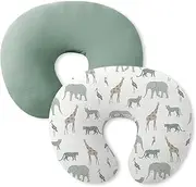 Little Grape Land Nursing Pillow Covers 2 Pack for Baby, Soft 100% Cotton Covers for Breastfeeding Pillows, Breathable Muslin Nursing Pillow Cases Fit Standard Nursing Pillows Tropical Quest