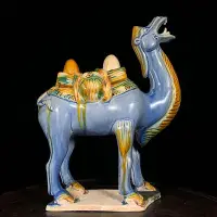 在飛比找Yahoo!奇摩拍賣優惠-唐三彩駱駝，高26直徑19.5cm，3504733【憶仟堂】