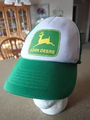 NOS Vtg JOHN DEERE Green Logo Mesh Rope SnapBack Trucker Hat Cap KC King OSFM