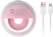 Maro Selfie Ring Light USB Rechargeable | Portable Clip-on Selfie LED Ring Light | Adjustable Brightness for Phone Photography, Camera Video, Girls Makeup, Enhance Photos, Compact Design, Pink