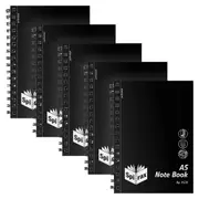 5pc Spirax P570 Writing PP Notebook A5 School Stationery 7mm Ruled 200Pgs Black
