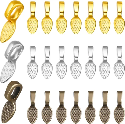 120 Pcs Spoon Glue on Bails Pendants, Oval Jewelry Bails for Pendants Flat Penda