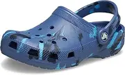 [Crocs] Unisex Kid's Classic Clog K, Marbled Navy Multi, 4 US