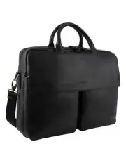 Pierre Cardin Men's Leather Classic Messenger/Computer Bag in Black