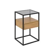 Modern Furniture RANDOLF Side Table/Bedside Table 40cm - Natural & Black