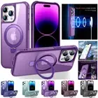 For iPhone 16e 16 15 14 13 12 Pro Max Plus MagSafe Magnet Case Ring Stand Cover