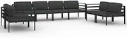 vidaXL 5-Piece Garden Lounge Set, Outdoor Aluminium Furniture with Cushions, Modular Design, Weather-Resistant, Stylish & Comfortable, Anthracite.