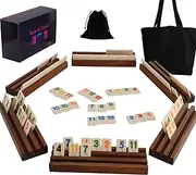 Rummy Cube Board Game, Equipped with 160 Rummy Tiles, 6 Wooden Tile Racks, Drawstring Storage Bag, Handbag That can Hold All Components, and Game Instructions(6 Player Edition)