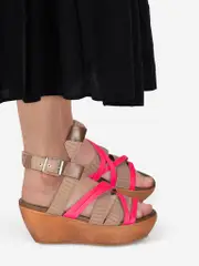 Pink & Brown Platform Sandals