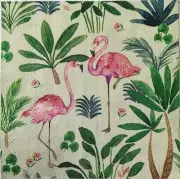 TWO Individual Paper Cocktail Decoupage Napkins - 1592 Tropical Pink Flamingoes