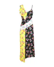 MSGM Allover Printed Asymmetric Hem Dress IT40 Black