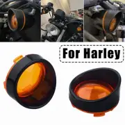 Turn Signal Light Bezels Visor Amber Lens Cover For Harley Davidson Dyna Softail