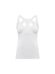 White Mesh Panel Racer Sleeveless Top