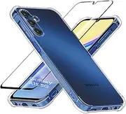 Galaxy A15 Case with 1 Pack Tempered Glass, Crystal Clear TPU Silicone Case with Airbag Corners, Drop Protection Cover For Samsung Galaxy A15 5G