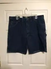 Cabelas Medium Wash Denim Dungaree Shorts ( Carpenter Shorts ) Mens 44 NWT