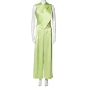 House of Harlow 1960 Two Piece Satin Pants Set Sleeveless Wide Leg Medium NWT