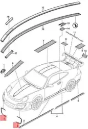 Genuine PORSCHE 997 Gt3 Decorative Film Left GT Silver Metallic 99755945992M7Z (for: Porsche)