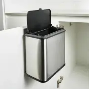 5L Stainless Steel Over Door Bin/Cupboard Kitchen Bracket Racks Hanger Slide Lid