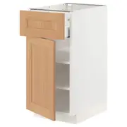 METOD / MAXIMERA base cabinet with drawer/door, white/Vedhamn oak, 40x60x80 cm
