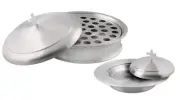 1 Communion Tray & 1 Bread Plate, with Covers | Stainless Steel - Satin Matte