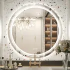 Large Round LED Bathroom Mirror Smart Anti-Fog Vanity Mirror Shatterproof Frame