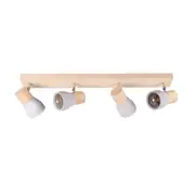 Kofi 4-Light Wooden Base Concerete Shade Ceiling Spot Light Lamp Cement Grey