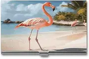 [LKHDS] Slim Aluminum Alloy Business Card Holder Beach Flamingo Pocket Business Card Case Portable Business Card Wallet Business Card Holders Handheld Card Box for Women Men, style, One size, Style, One