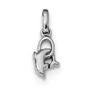 Sterling Silver Rhodium-Plated Dolphin Diving Hoop Charm