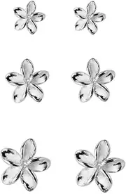 [Dtja] 3 Pairs Tiny Flower Stud Earrings Sterling Silver Set for Women Girls Cute Cartilage 20g Studs Tragus Post Pin Hypoallergenic Piercing Body Jewelry Christmas Valentine's Birthday Gifts, Sterling