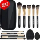 10Pcs Portable Makeup Brush Set with Case Foundation Blending Eyebrow Brushes