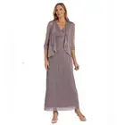 NEW R&M Richards Mauve Metallic 2 Piece Gown & Sheer Jacket Size 16W