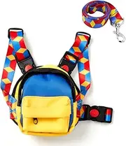 Colorful Lightweight Dog Backpack with Free Leash Adjustable Cute Water Repellent Harness with Breathable Mesh Material Saddle Bag for Small, Medium & Large Dogs Outdoor Hiking(Yellow)