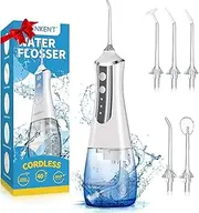 Water Dental Flosser Teeth Pick Portable Cordless Oral Irrigator Rechargeable Travel Irrigation Cleaner Waterproof Electric Waterflosser Flossing Machine for Teeth Cleaning(White)