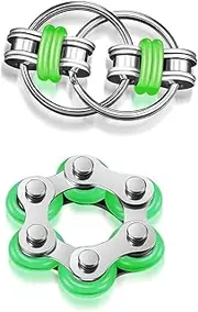 Bike Chain, Fidget Toy Set, 6 Roller Chain and Key Chain for ADHD, ADD, Autism, Anxiety Relief for Adults and Teens