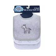 Big Softies 3 Pack Bib & Burp Cloth Set, Zebra