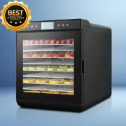 Food Dehydrator 10 Tray Stainless Steel Jerky Fruit Dryer 700W Temp Black