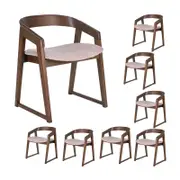 Mattia 8pc Set Dining Chair Mauve Pink Fabric Seat Walnut