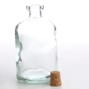 Set of 2 Clear Glass 13.5oz Apothecary Style Round Bottles with Cork Stopper