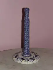 Polish Pottery Paper Towel or Tissue Stand! UNIKAT Signature Rembrandt in Blue!