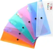 HOUDERCO 6Pcs Clear Plastic Document Folders with Snap Button Storage Envelopes for School Lightweight and Convenient Organization Random Color